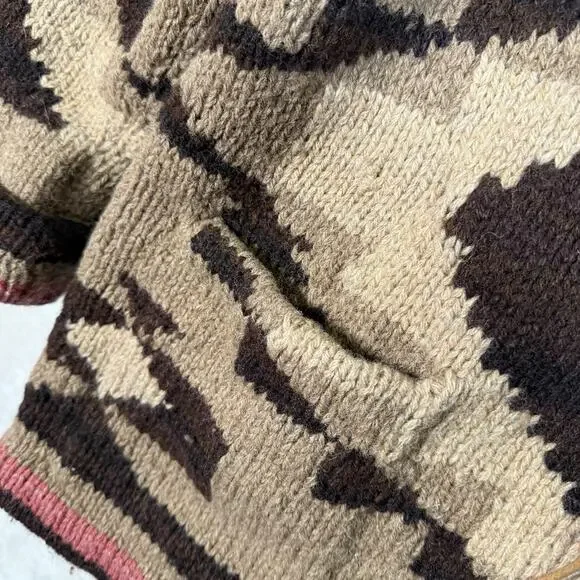 Vintage Ralph Lauren Country Navajo Hand Knit Cardigan Sweater Wool Size M Aztec - Picture 3 of 8